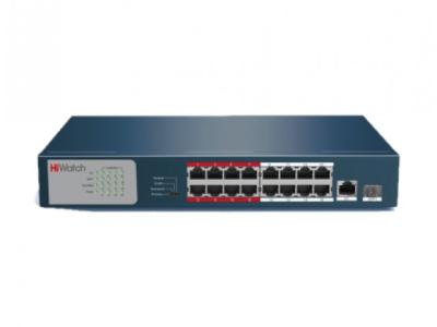HiWatch DS-S1816P(B) 16-ти портовый PoE коммутатор (+1 Uplink порт, +1 SFP порт)