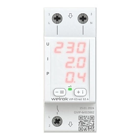 Реле напряжение с контролем тока Welrok VIP-63 red Реле напряжение с контролем тока Welrok VIP-63 red